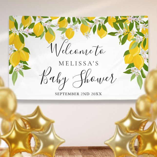 Lemons Blossom Greenery Baby Dusche Willkommen Banner (Lemons Blossom Greenery Baby Shower Welcome Banner)