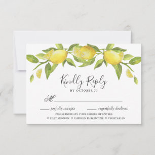 Lemons Blossom Greenery RSVP Card mit Wahlmöglichk Karte