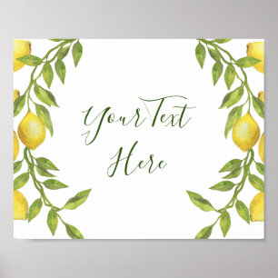 Lemons Blossom Greenery Sign Poster