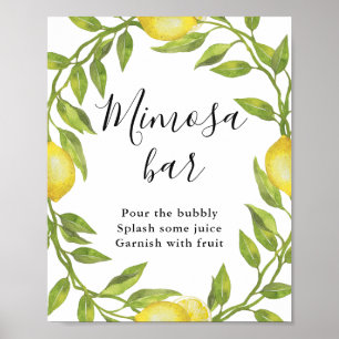 Lemons Blossom Grüne Mimosa Bar Sign Poster