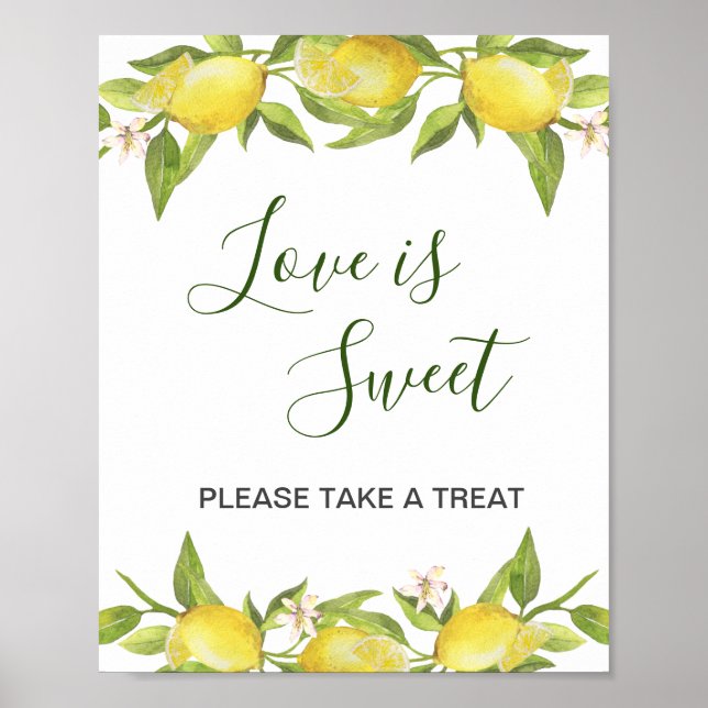 Lemons Blossom Grüne Wedding Dessert Bar Poster (Vorne)