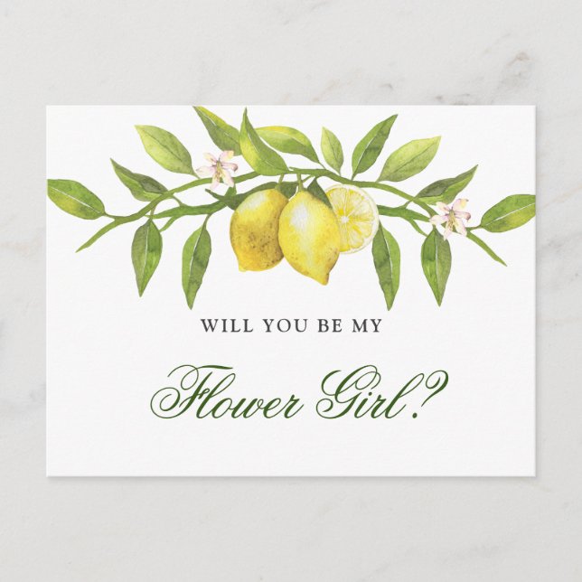 Lemons Blossom Rustikal wirst du mein Blumenmädche Postkarte (Vorderseite)
