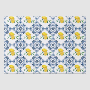 Lemons & Blue marokkanische Fliesenmuster Seidenpapier
