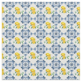 Lemons & Blue marokkanische Fliesenmuster Stoff