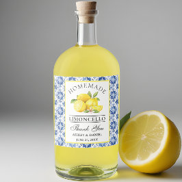 Lemons Blue Tile Limoncello Alkoholflaschenetikett