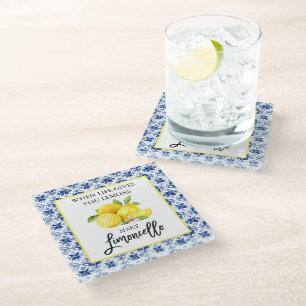 Lemons Blue Tile Limoncello Glasuntersetzer