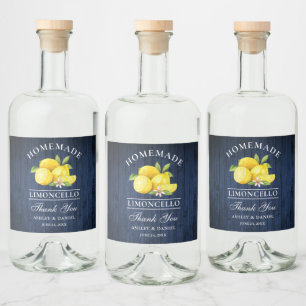 Lemons Blue Wood Dank Limoncello Flaschen Labels Alkoholflaschenetikett