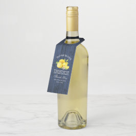 Lemons Blue Wood Limoncello Vielen Dank Flaschenanhänger