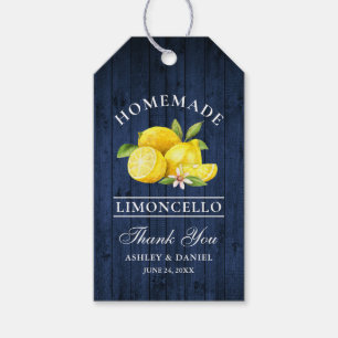 Lemons Blue Wood Limoncello Wedding Danke Geschenkanhänger