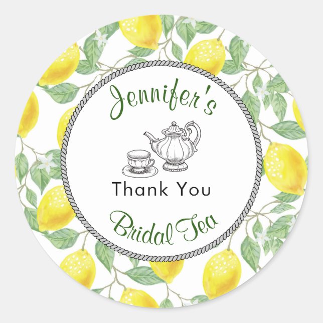 Lemons Branch and Tea Brautparty Vielen Dank Runder Aufkleber (Vorderseite)