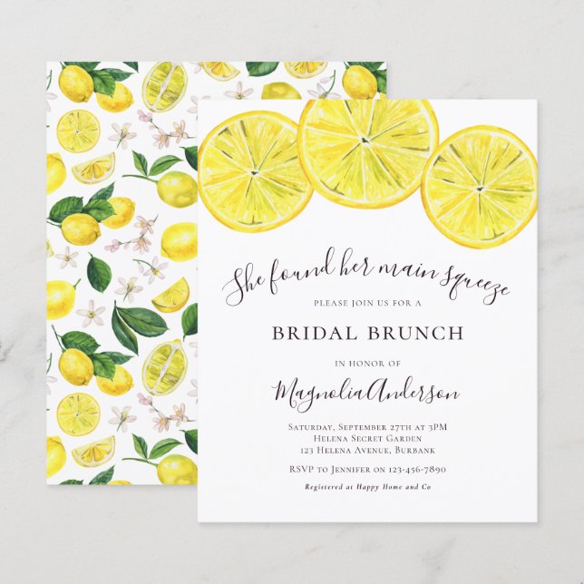 Lemons Bridal Brunch Einladung (Vorne/Hinten)