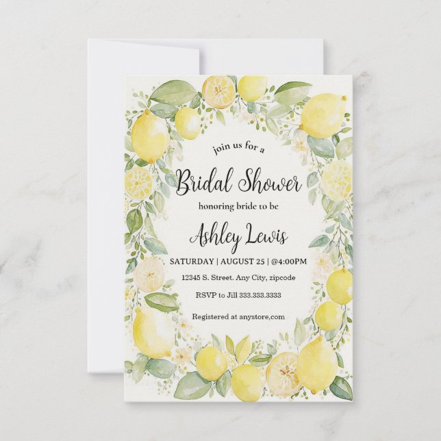 Lemons Bridal Duscheinladung Lemonade einladen Einladung (Vorderseite)