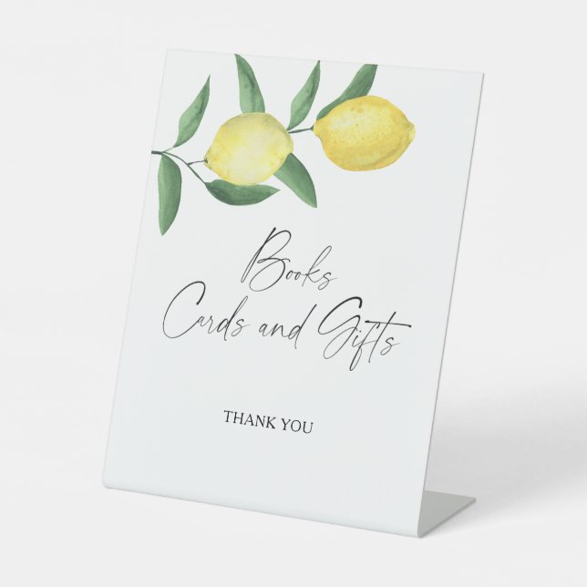LEMONS - BÜCHERKARTEN UND GIFTS-Plakat Sockelschild (Vorderseite)