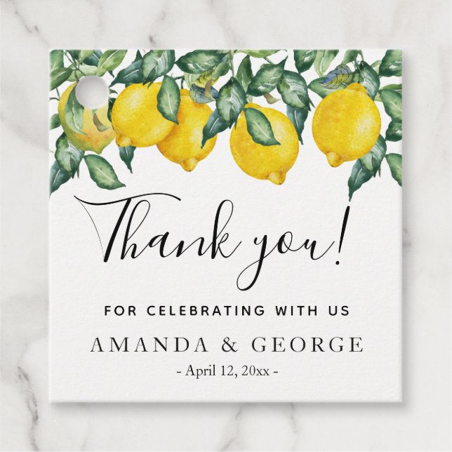 Lemons Calligraphy Geschenkanhänger (Vorderseite)