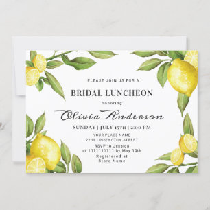 Lemons Chic Greenery Watercolor Bridal Luncheon Einladung