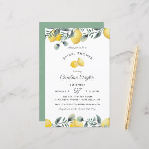 Lemons Eucalyptus Budget Bridal Dusche Einladung