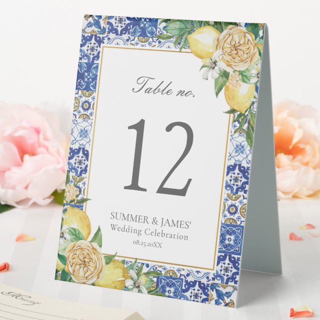 Lemons Floral Wedding Bridal Baby Showmenü Tischaufsteller (In Situ (Hochzeit))