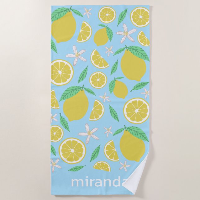 Lemons Fruchtspiel INDIVIDUELLE NAME Strandtuch (Vorderseite)