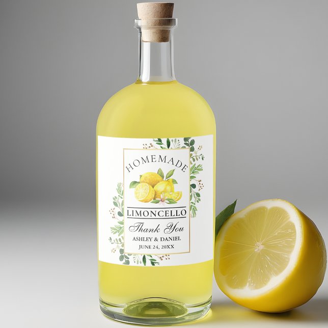 Lemons Gold Limoncello Alkoholflaschenetikett (Customize to change text size, color or text style.)