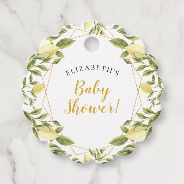 Lemons Greenery Baby Shower Geschenkanhänger (Vorderseite)