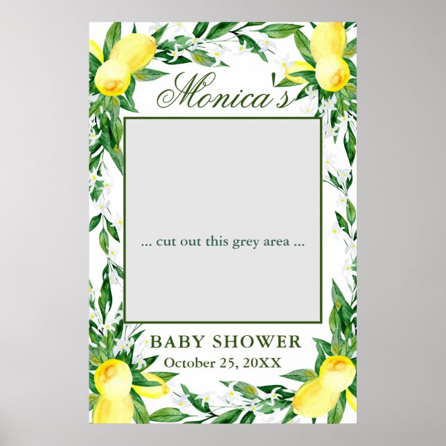 Lemons Greenery Blossom Baby Shower Foto Prop Poster (Vorne)
