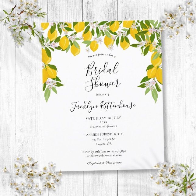 Lemons Greenery Budget Bridal Dusche Einladung (Lemons Greenery Budget Bridal Shower Invitation)