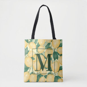 Lemons Greenery Monogram Tasche