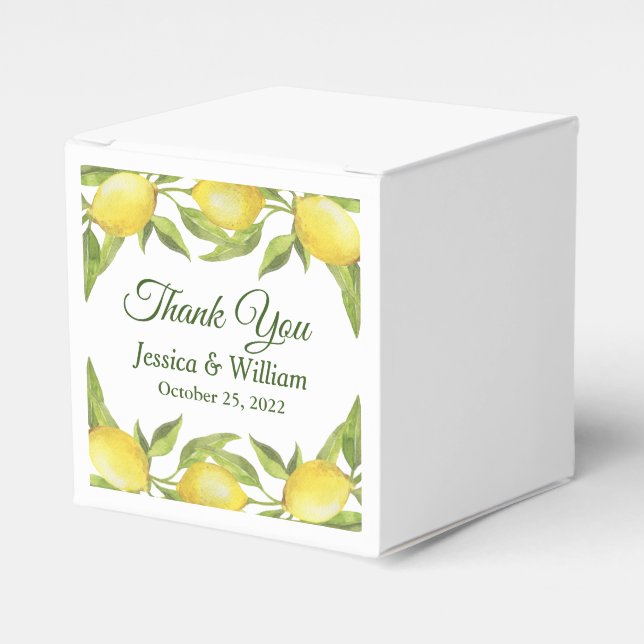 Lemons & Greenery Wasserfarbengeschenk Hochzeit Geschenkschachtel (Vorderseite)