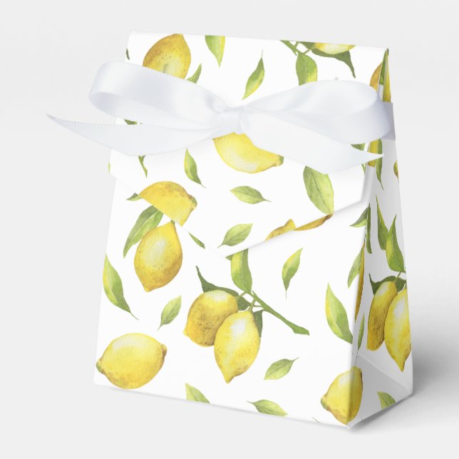 Lemons & Greenery Wasserfarbengeschenk Hochzeit Geschenkschachtel (Vorderseite)