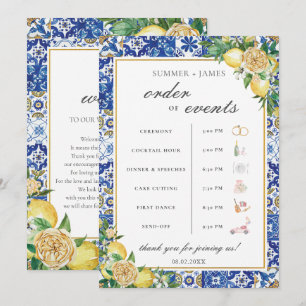 Lemons Greenery Wedding Order of Event Willkommen Programm