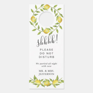 Lemons & Greenery Wedding Willkommen nicht stören Türanhänger