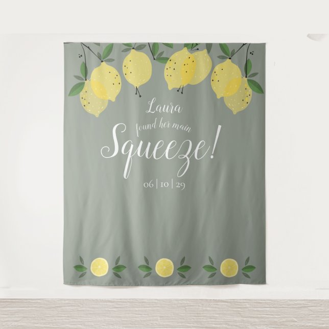 Lemons Hauptpresse grünes Brautparty Hintergrund Wandteppich (Vorderseite)