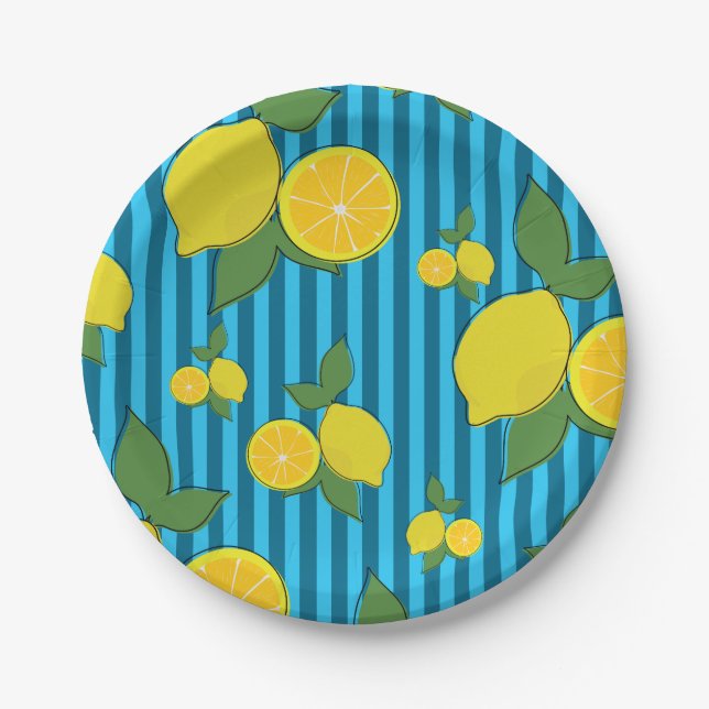Lemons Illustration Pappteller (Vorderseite)