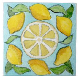 Lemons im sizilianischen Stil mit großer Keramik Fliese