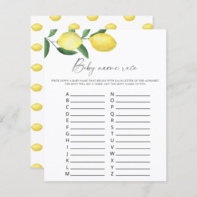 Lemons - Kindernamensspiel (Vorne/Hinten)