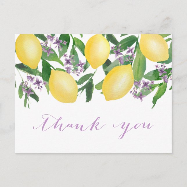 Lemons Lavender Brautparty Vielen Dank Postkarte (Vorderseite)