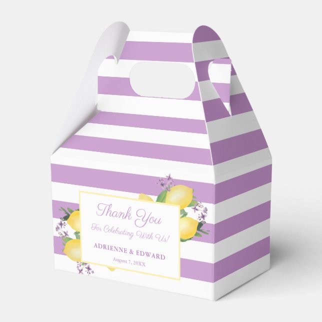 Lemons Lavender Lila Stripes Polterabend Geschenkschachtel (Vorderseite)