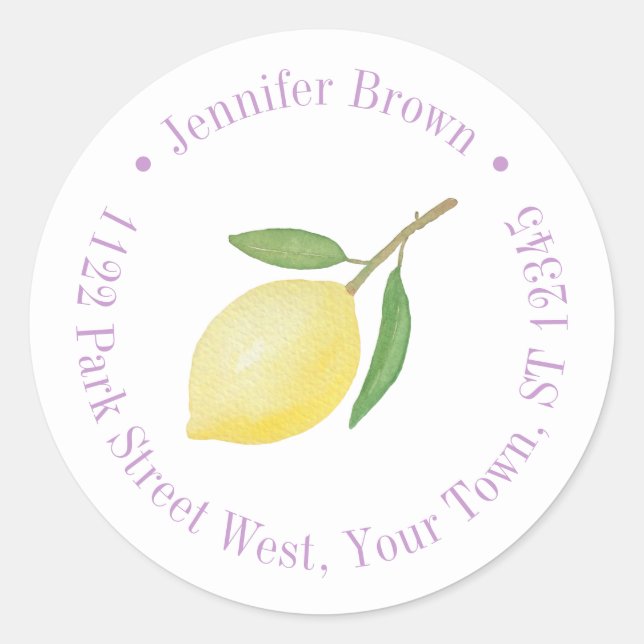Lemons Lavender Polterabend Rücksendeadresse Runder Aufkleber (Vorderseite)