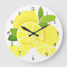 Lemons | lemon slices | sunny citrus fruit  große wanduhr
