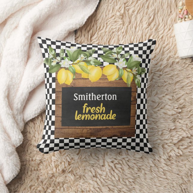 Lemons Lemonade Schwarz-weißer Name des kontrollie Kissen (Decke)