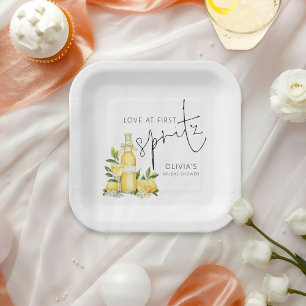 Lemons-Liebe im First Spritz Name Brautparty Pappteller
