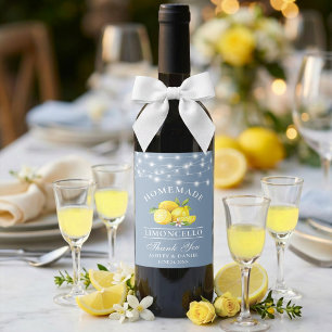 Lemons Lights Dusty Blue Limoncello Flaschenetiket Weinetikett