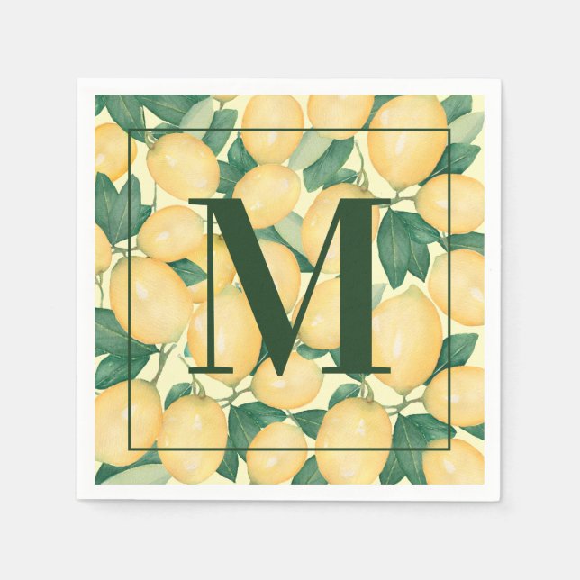 Lemons Monogram Party Serviette (Vorderseite)