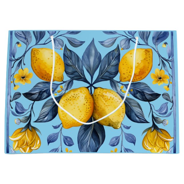 Lemons Motif Große Geschenktüte (Vorderseite)
