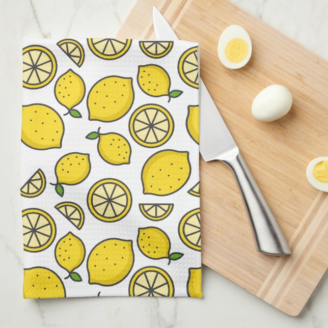 Lemons Muster Geschirrtuch (Viertel Falte)
