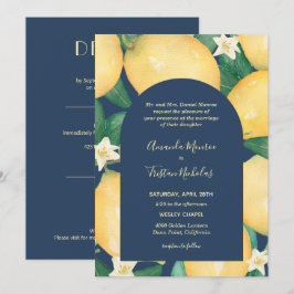 Lemons on Navy Wedding All in One Invites