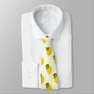 Lemons Pattern Cute Yellow and Green Citrus Fruit Krawatte
