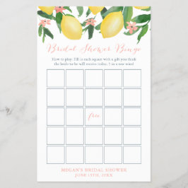 Lemons Pink Brautparty Bingo Game Card Flyer
