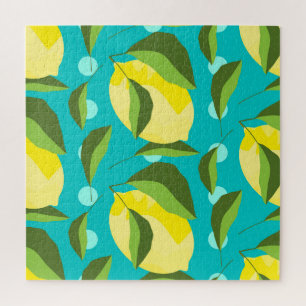 Lemons Polka Dot: Blue Background.