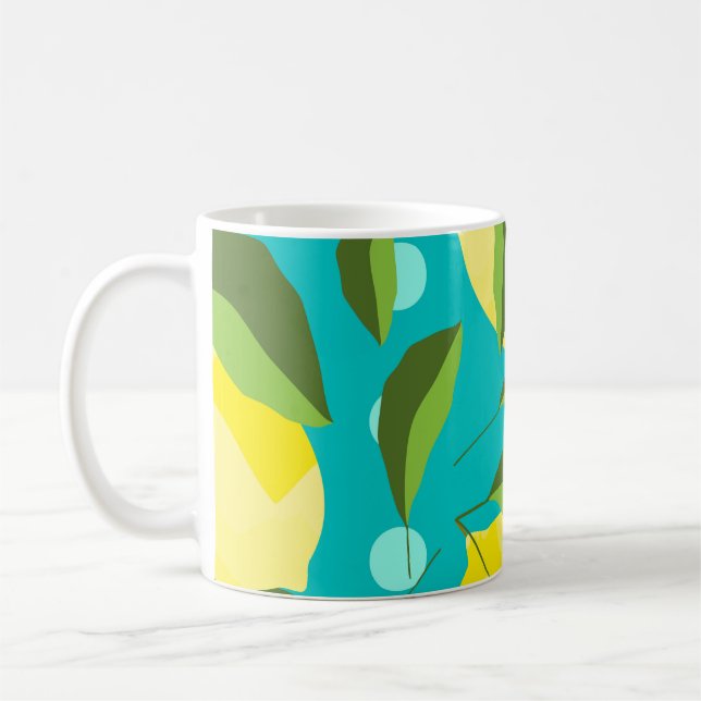 Lemons Polka Dot: Blue Background. Kaffeetasse (Links)